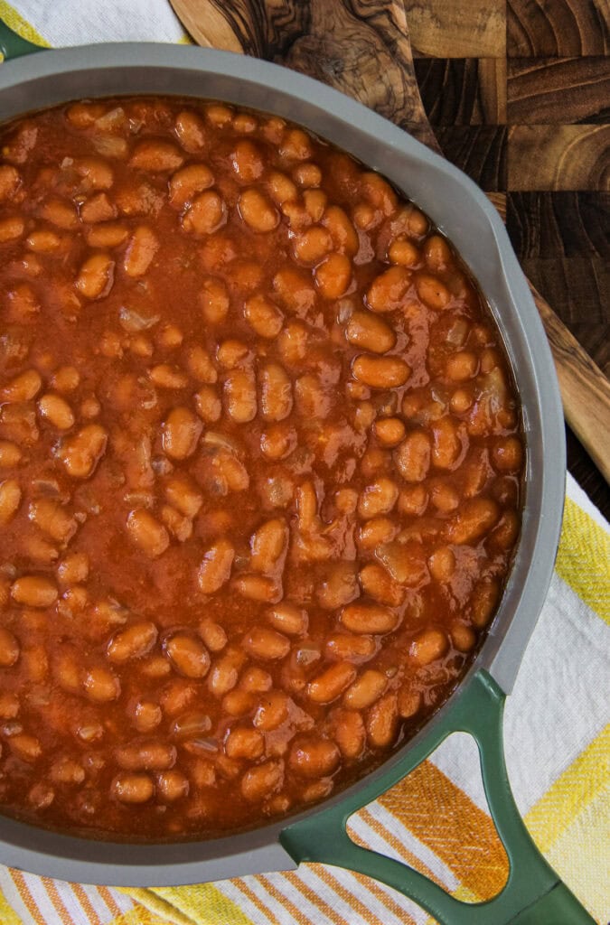 a pot of Stovetop Baked Beans