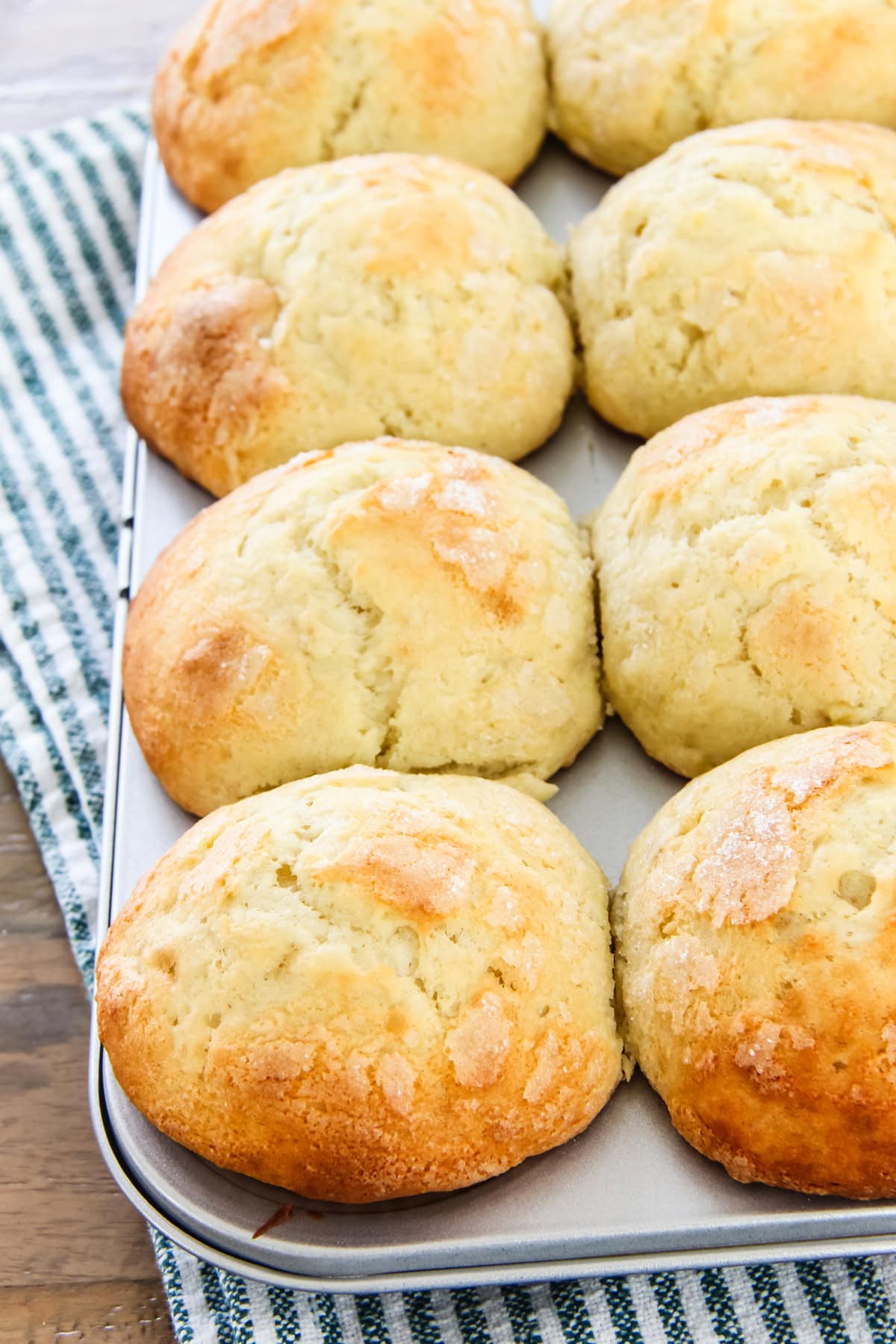 a muffin tin of banana buttermilk muffins